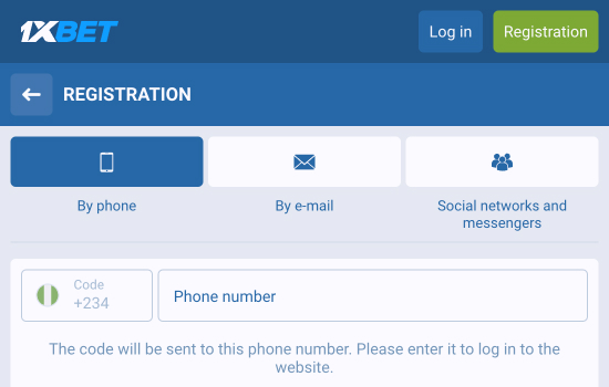 Register with 1xBet or Log in